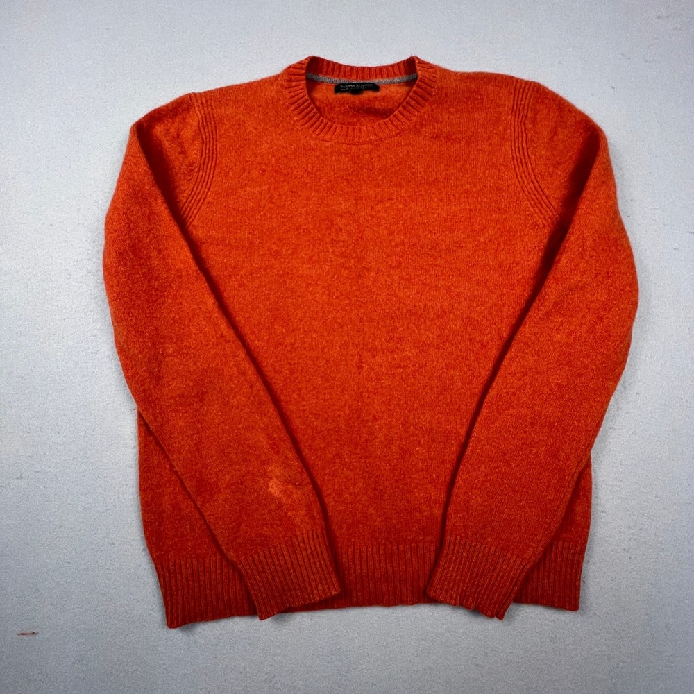 Banana Republic Sweater Womens L Orange Merino Wool Crewneck Knit Casual Classic